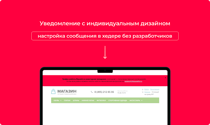 Сообщение в шапке сайта